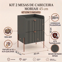 Ver imagem 2 de Kit Mesa de Cabeceira Moriah Grafite MDF 45cm Pé de Ferro Cobre