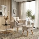 Ver imagem 1 de Kit Poltrona e Puff Alice Decorativa Confortável para Sala Recepção Manicure Quarto Tecido Suede