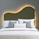 Ver imagem 1 de Cabeceira Orgânica Led 90cm Solteiro Painél para Cama Box Bouclé Serena