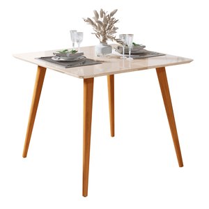 Mesa Jantar 4 Lugares Dubai Pés Retro Madeira Off White