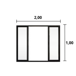 Janela de Correr 4 Folhas S/grade Aluminio Preto 1.00 X 2.00 Linha Modular - Hale - 2