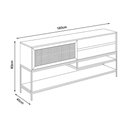 Ver imagem 3 de Buffet Aparador para Sala de Jantar com Tela Agnes 2 Gavetas em Madeira Maciça Imbuia Mel Metal Pret