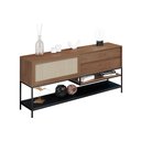 Ver imagem 2 de Buffet Aparador para Sala de Jantar com Tela Agnes 2 Gavetas em Madeira Maciça Imbuia Mel Metal Pret