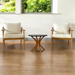 Conjunto Poltrona Veneza em Verniz Amêndoa + Mesa de Centro Rubi (brinde) Branco