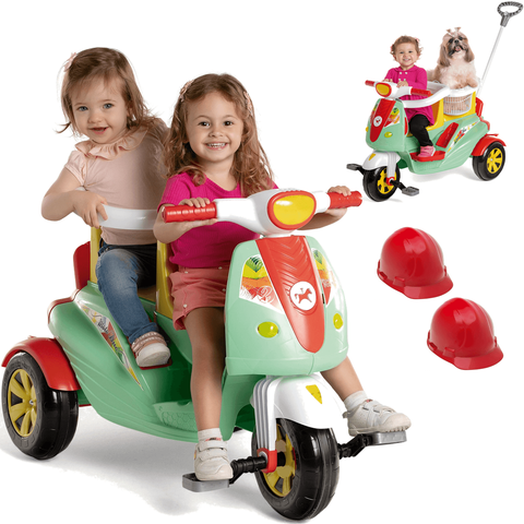 Carrinho de Passeio e Pedal Calesita Moto Duo Color 2 Lugares