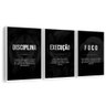 Kit 3 Quadros Motivacionais Preto e Branco com Moldura:branca - 4