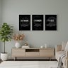Kit 3 Quadros Motivacionais Preto e Branco com Moldura:branca - 3