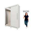 Ver mais imagens de Guarda-Roupa Solteiro 2 Portas 1 Porta Espelhada com Pés Royale 100% MDF Branco