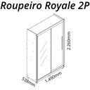 Ver imagem 4 de Guarda-Roupa Solteiro 2 Portas 1 Porta Espelhada com Pés Royale 100% MDF Branco