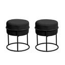 Ver imagem 1 de Kit 2 Puff Redondo Decorativo Estofado em Veludo Base Metálica Preta Cor Preto