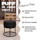 Ver imagem 2 de Kit 2 Puff Redondo Decorativo Estofado em Veludo Base Metálica Preta Cor Preto