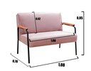 Ver imagem 6 de Kit Namoradeira + 2 Poltronas Jade Braços Metal Decoração Recepção Sala - Veludo Rosê