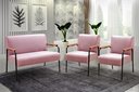 Ver imagem 2 de Kit Namoradeira + 2 Poltronas Jade Braços Metal Decoração Recepção Sala - Veludo Rosê