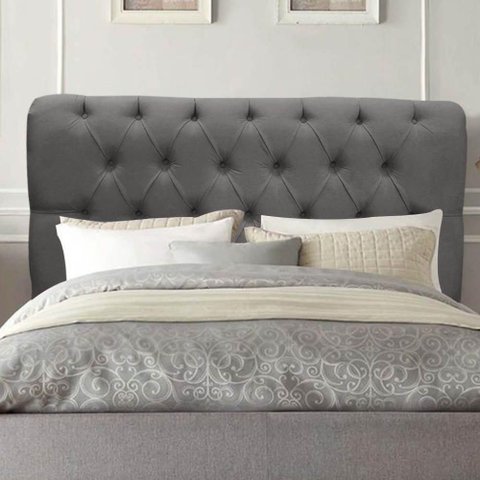 Cabeceira Estofada Cama Box Casal 140cm París Corino Cinza Escuro- Mabe Magazine
