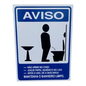 Placa de Sinalização Aviso Mantenha Banheiro Limpo Masculino