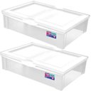 Ver imagem 1 de Kit 2 Caixas Organizadoras 29l Baixa com Tampa Plástica Radical Ordene Multiuso Transparente