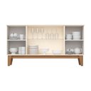 Ver imagem 4 de Buffet Aparador Tifany 4 Portas de Vidro 150,5cm em MDP com Detalhes Ripados Off White Nature Bege