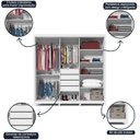 Ver imagem 7 de Guarda-Roupa Casal 3 Portas 1 Porta Espelhada com Pés Royale 100% MDF Branco/Acetinado