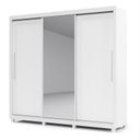 Ver imagem 4 de Guarda-Roupa Casal 3 Portas 1 Porta Espelhada com Pés Royale 100% MDF Branco/Acetinado