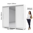 Ver imagem 6 de Guarda-Roupa Casal 3 Portas 1 Porta Espelhada com Pés Royale 100% MDF Branco/Acetinado