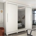 Ver imagem 1 de Guarda-Roupa Casal 3 Portas 1 Porta Espelhada com Pés Royale 100% MDF Branco/Acetinado