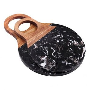 Conjunto de Tabuas de Marmore Preto com Madeira - 2pcs Btc Decor