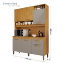 Ver imagem 3 de Cozinha Compacta 6 Portas 1 Gaveta Nápoles Marrom/Cinamomo/Cinza Acetinado