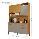 Ver imagem 3 de Cozinha Compacta 6 Portas 1 Gaveta Nápoles Marrom/Cinamomo/Cinza Acetinado