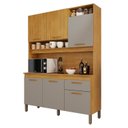 Ver imagem 2 de Cozinha Compacta 6 Portas 1 Gaveta Nápoles Marrom/Cinamomo/Cinza Acetinado