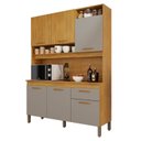 Ver imagem 2 de Cozinha Compacta 6 Portas 1 Gaveta Nápoles Marrom/Cinamomo/Cinza Acetinado