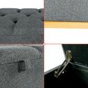 Ver imagem 7 de Recamier Baú Dubai Linho Cinza Casal 1,30m Estofado Base Madeira