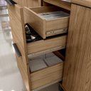 Ver mais imagens de Cozinha Modulada Toscana 4 Peças MDF com Aéreo 1200 Porta de Vidro Basculante e Torre 2 Fornos Marrom/Freijó/Jade