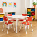 Ver imagem 1 de Conjunto de Mesa Infantil Completo com 4 Cadeiras Vermelhas Resistentes