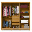 Ver imagem 3 de Guarda-Roupa Casal 3 Portas 1 Porta Espelhada com Pés Royale 100% MDF Marrom/Marrome/Off White