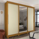 Ver imagem 1 de Guarda-Roupa Casal 3 Portas 1 Porta Espelhada com Pés Royale 100% MDF Marrom/Marrome/Off White