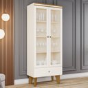 Ver imagem 1 de Cristaleira 2 Portas de Vidro 3 Prateleiras 1 Gaveta Tifany Espresso Móveis