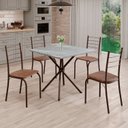 Ver imagem 1 de Conjunto Sala de Jantar Mesa Quadrada 70x70cm Tampo Granito Topázio 4 Cadeiras Rio