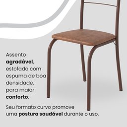 Conjunto Sala de Jantar Mesa Quadrada 70x70cm Tampo Granito Topázio 4 Cadeiras Rio - 6