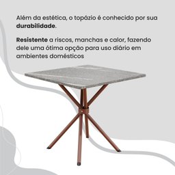 Conjunto Sala de Jantar Mesa Quadrada 70x70cm Tampo Granito Topázio 4 Cadeiras Rio - 8
