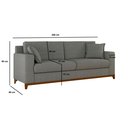 Ver imagem 3 de Sofá Living Vintage 3 Lugares Linho Cinza Slim 200cm