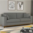 Ver imagem 1 de Sofá Living Vintage 3 Lugares Linho Cinza Slim 200cm