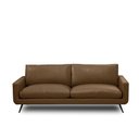Ver imagem 2 de Sofá Decorativo 3 Lugares Paloma 223cm Sala de Estar Pés em Aço Couro Marrom Claro Manchado G88 - Gr