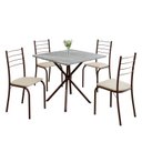 Ver imagem 2 de Conjunto Sala de Jantar Mesa Quadrada 70x70cm Tampo Granito Topázio 4 Cadeiras Rio