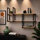 Ver imagem 7 de Prateleira Industrial Suspensa Fixação Parede Decorativa MDF e Metalon Moderna Reforçada Resistente