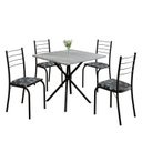 Ver imagem 2 de Conjunto Sala de Jantar Mesa Quadrada 70x70cm Tampo Granito Topázio 4 Cadeiras Rio Preto/Floral/Fosco
