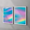Kit 2 Quadros Degradê Holográfico 20x30 cm - Moldura Branca - 1