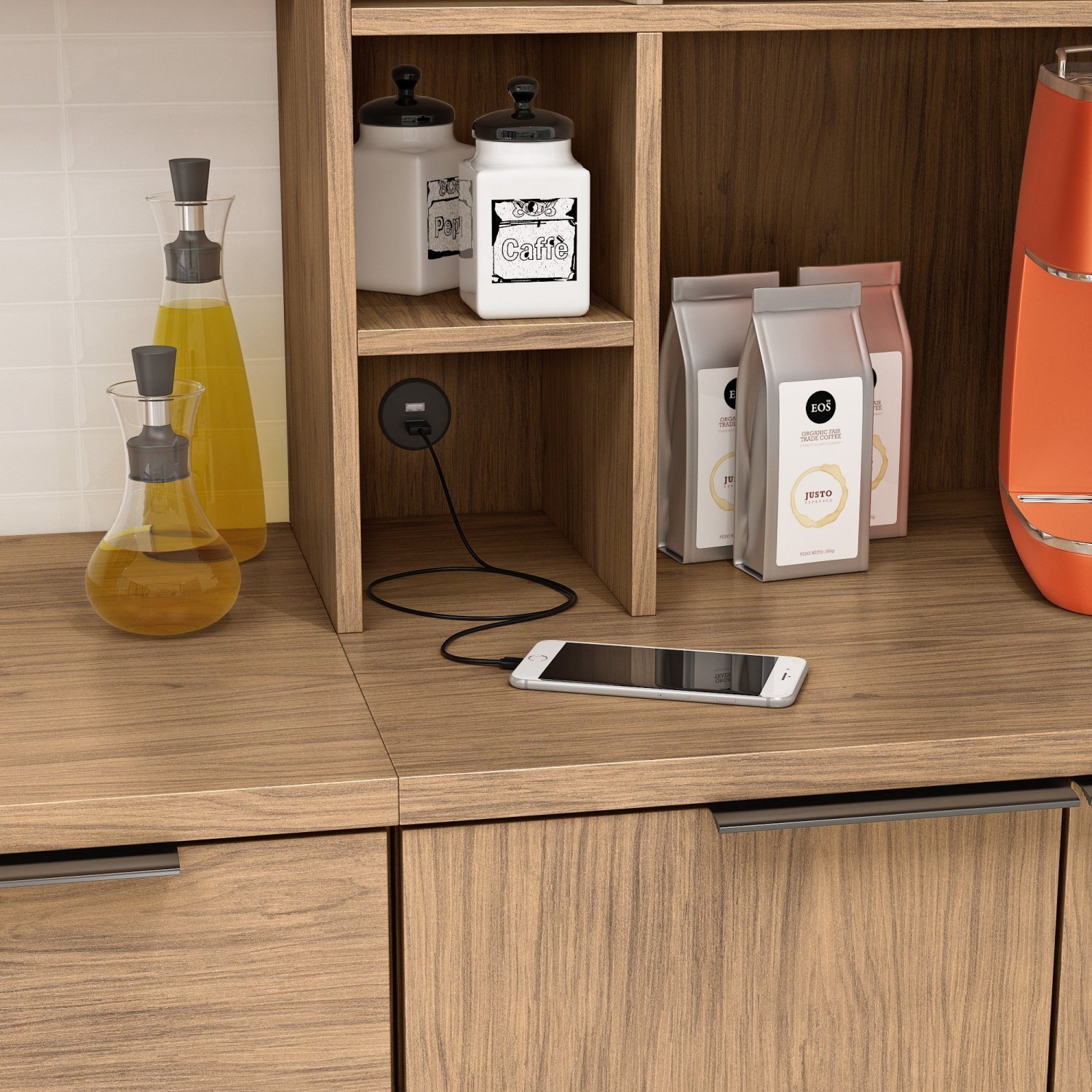 Cozinha Modulada Toscana 4 Peças Mdf com Aéreo 1200 Porta de Vidro e Paneleiro - 6