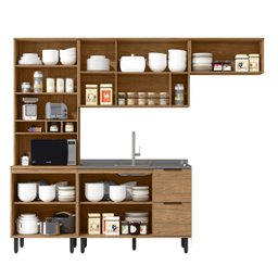 Cozinha Modulada Toscana 4 Peças Mdf com Aéreo 1200 Porta de Vidro e Paneleiro - 2