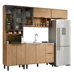 Cozinha Modulada Toscana 4 Peças Mdf com Aéreo 1200 Porta de Vidro e Paneleiro - 3