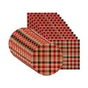 Ver imagem 1 de Kit Sousplat + Guardanapo Natal Xadrez Dourado - 12 Peças - com Base